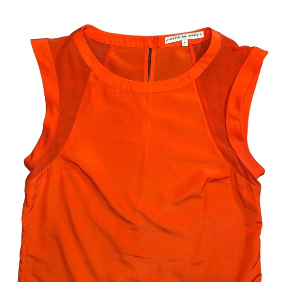 Search for Sanity Sleeveless Tank Top Neon Orange Colorful Mesh Cutout Small - Picture 3 of 5
